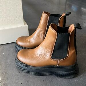 GANNI slip-on platform Chelsea Boots brown size 37